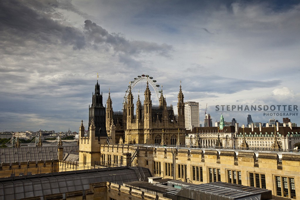 London Eye från taket på Parlamentet